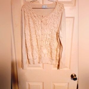 J. Jill Delight In The Details Cream Colored Cardigan Size Medium